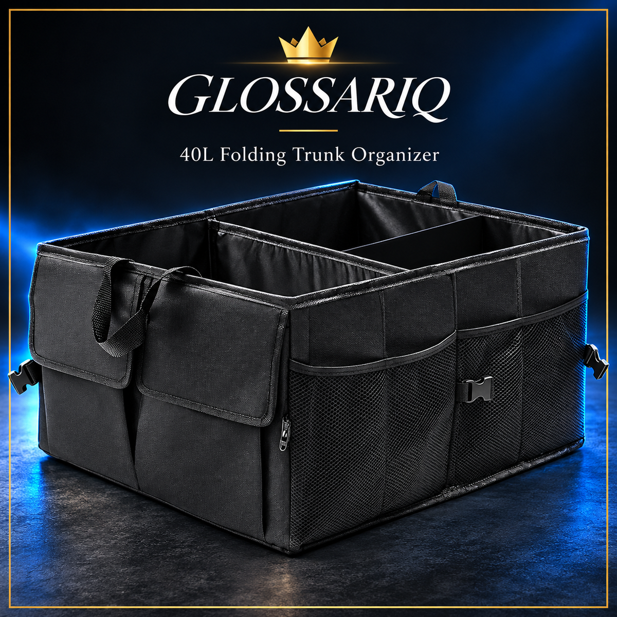 40L Folding Trunk Organizer — custom GLOSSARIQ cover