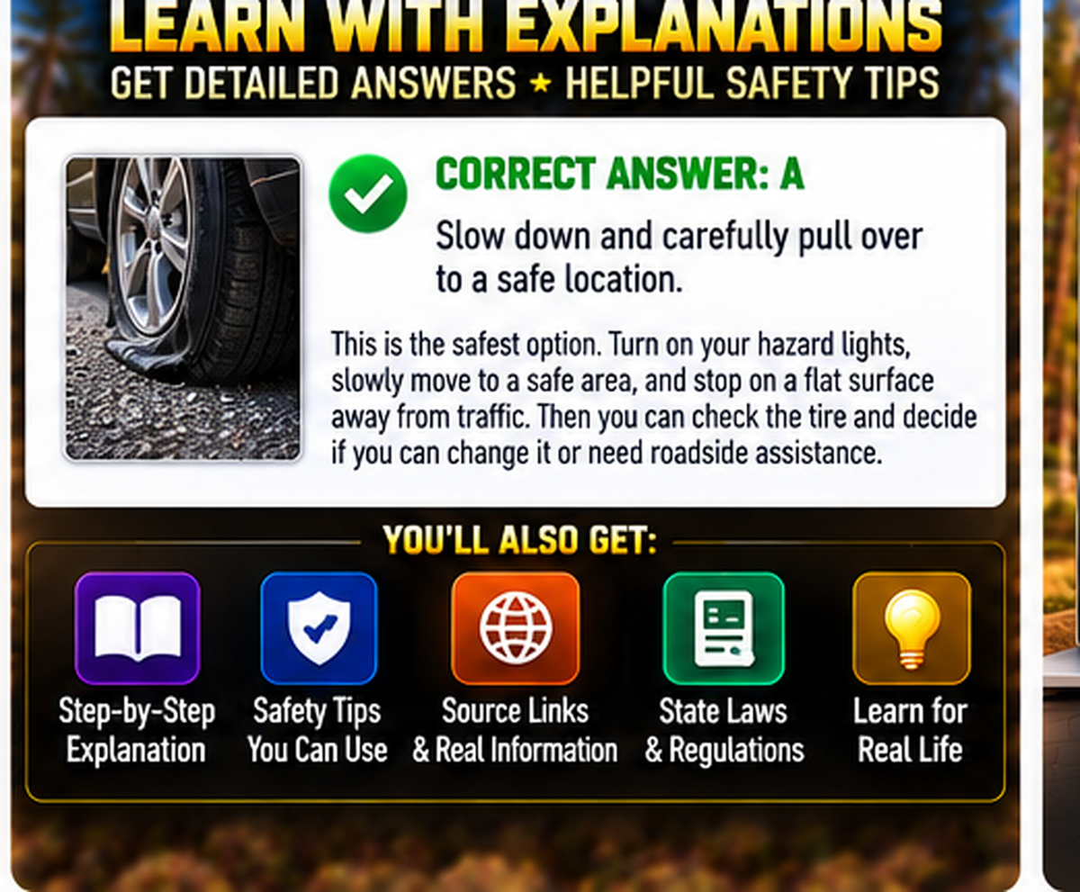 Road Ready Emergency Challenge answer explanations and safety source links