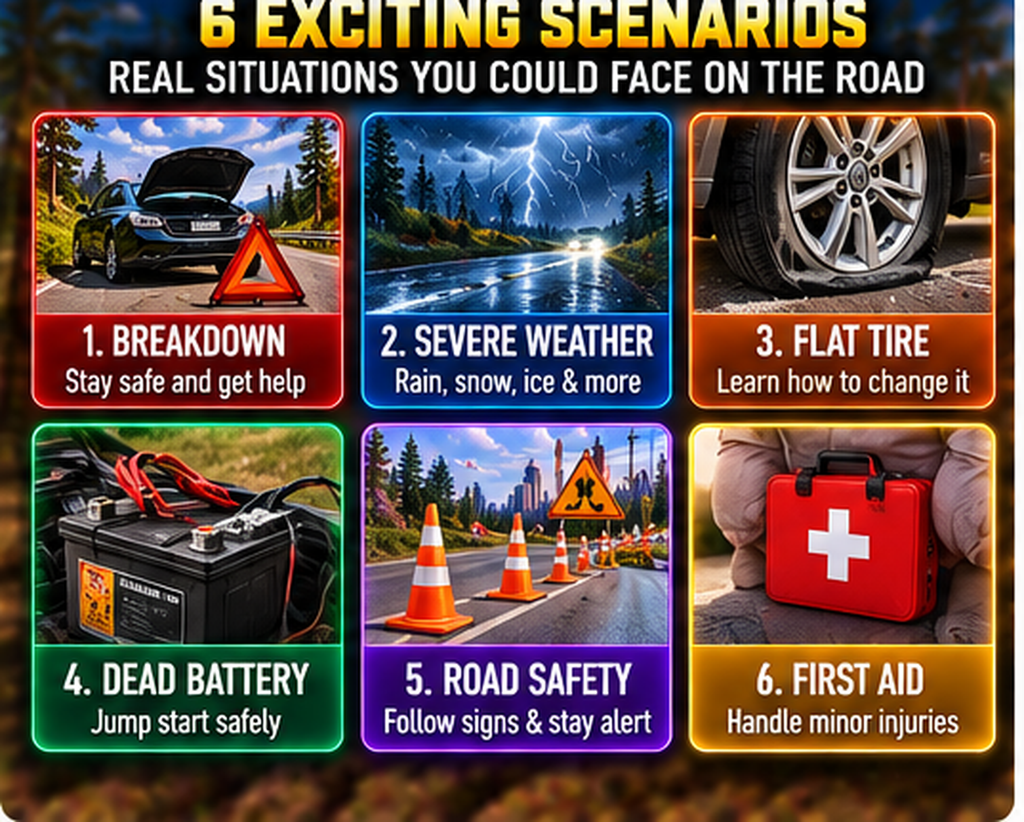 Road Ready Emergency Challenge six roadside preparation scenarios