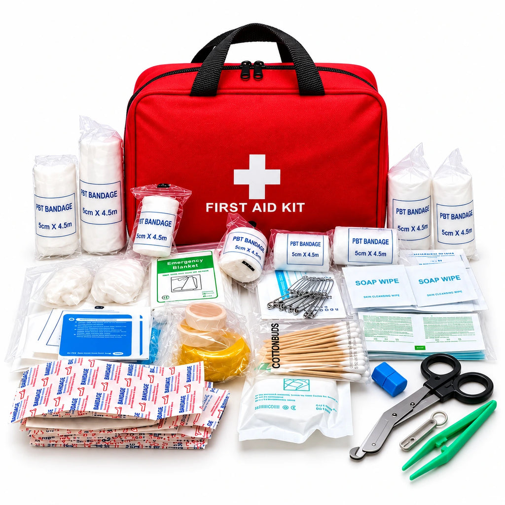 173-Piece Portable First Aid Kit — custom solid-white studio view
