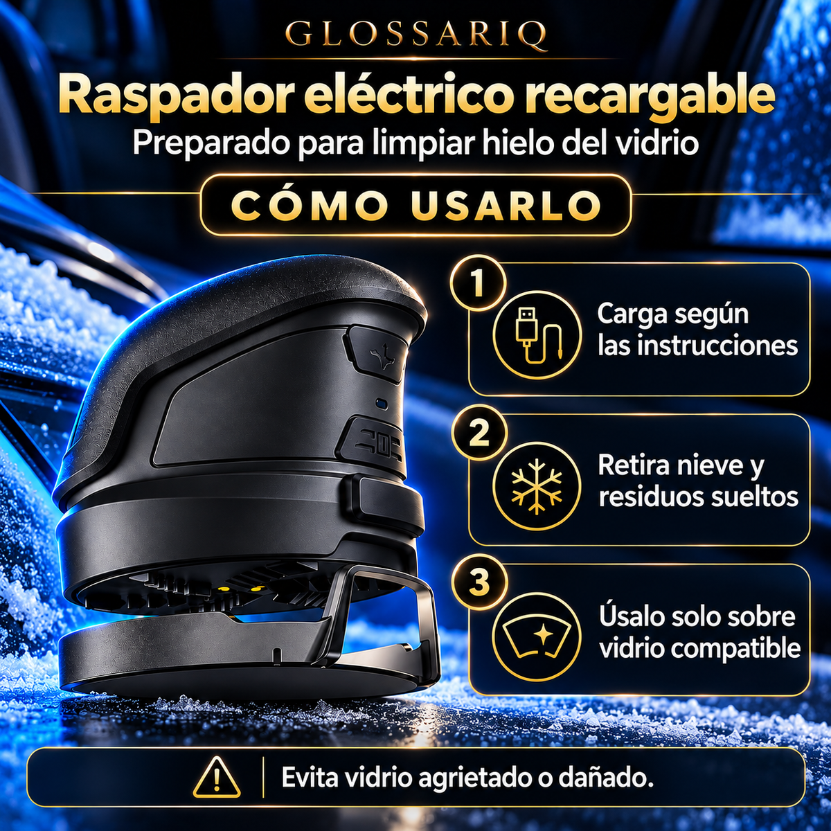 Raspador eléctrico recargable — cómo usarlo, guía visual en español