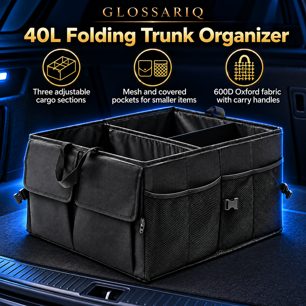 40L Folding Trunk Organizer — custom GLOSSARIQ feature design