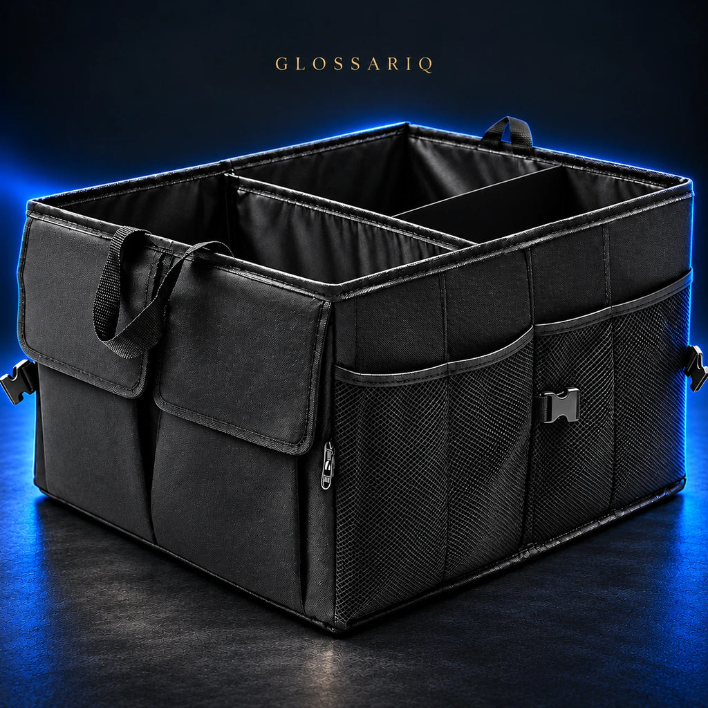 40L Folding Trunk Organizer — custom dark studio view