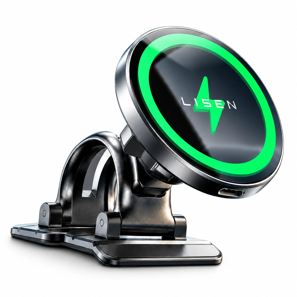 LISEN 15W Magnetic Car Charger Mount — custom solid-white studio view