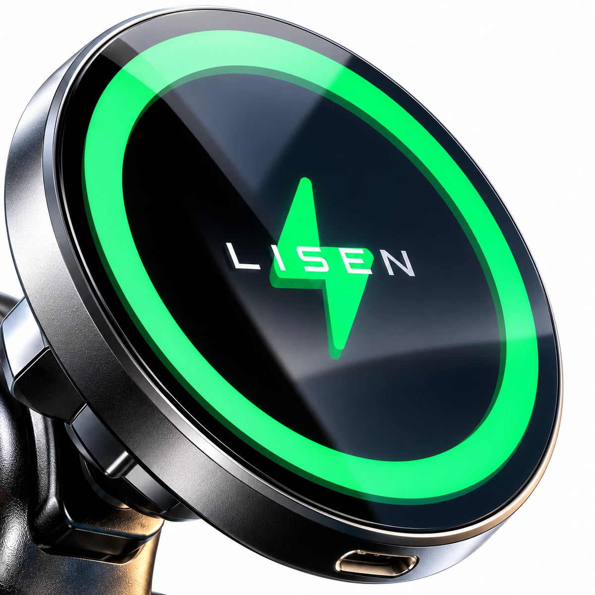 LISEN 15W Magnetic Car Charger Mount — custom solid-white detail view