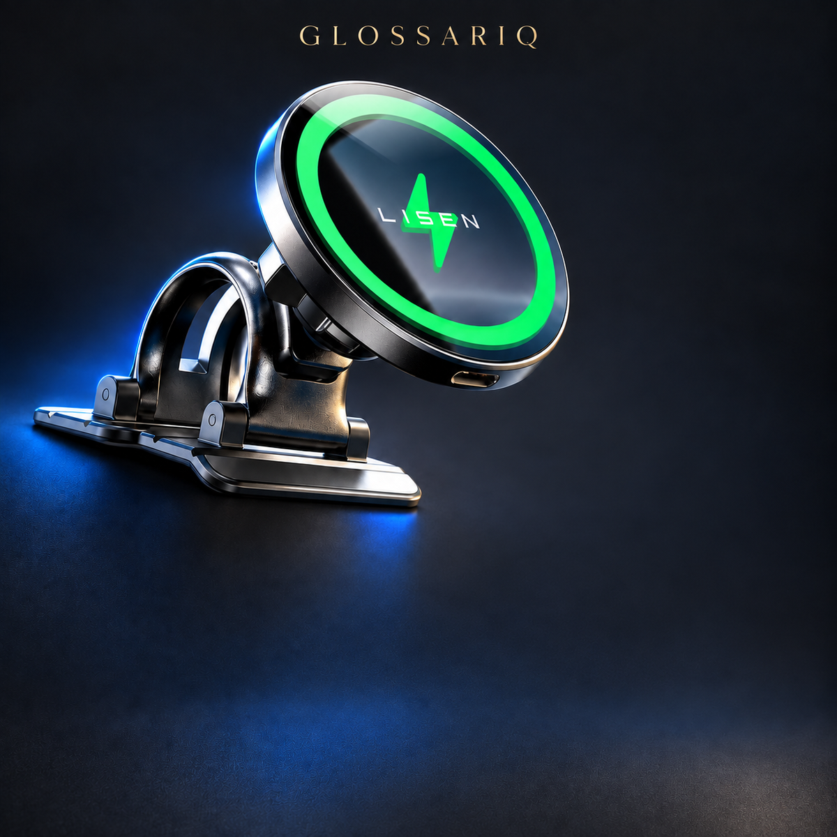 LISEN 15W Magnetic Car Charger Mount — custom studio mockup