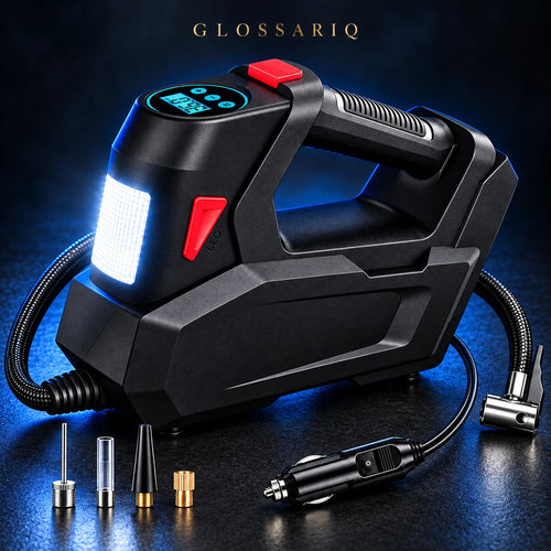 12V 120 PSI Digital Tire Inflator + LED — custom dark studio view
