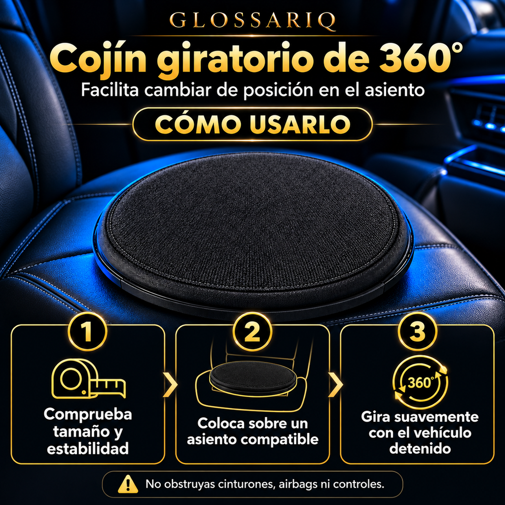 Cojín giratorio de 360° — cómo usarlo, guía visual en español