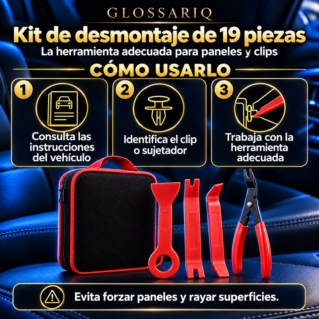 19-Piece Auto Trim Removal Tool Kit — Cómo usarlo: instrucciones en español