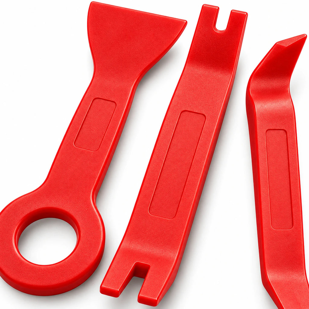 19-Piece Auto Trim Removal Tool Kit — custom solid-white detail view of selected kit tools