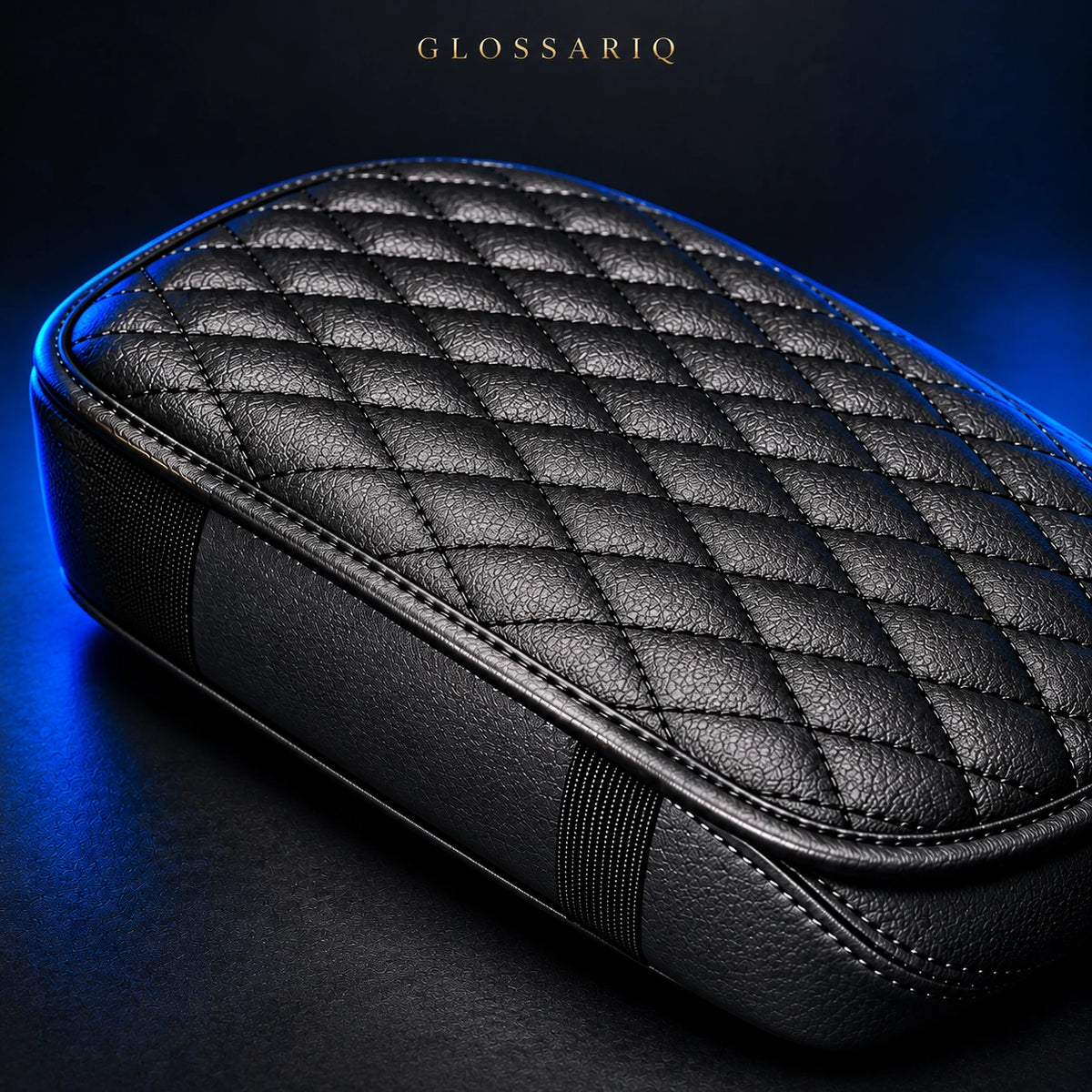 Black PU Leather Car Armrest Pad — custom dark studio view