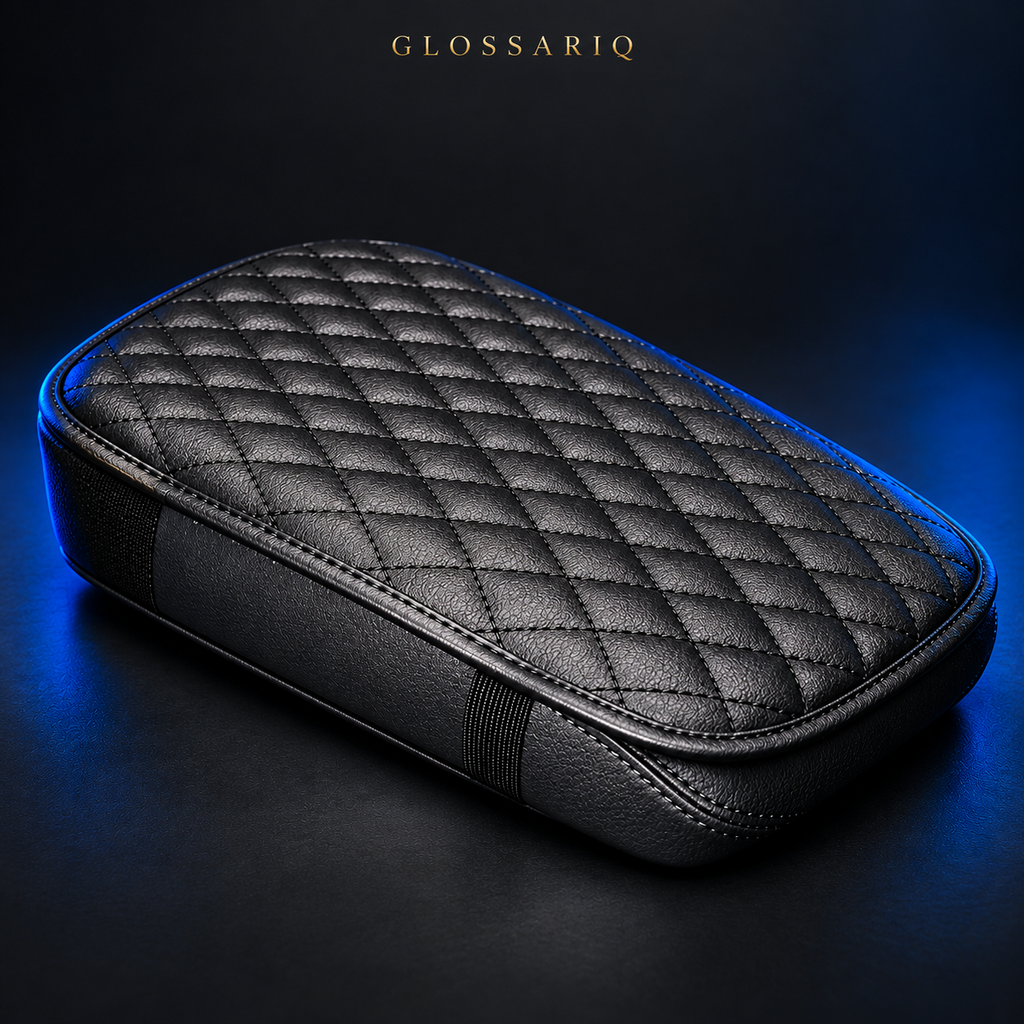 Black PU Leather Car Armrest Pad — custom studio mockup