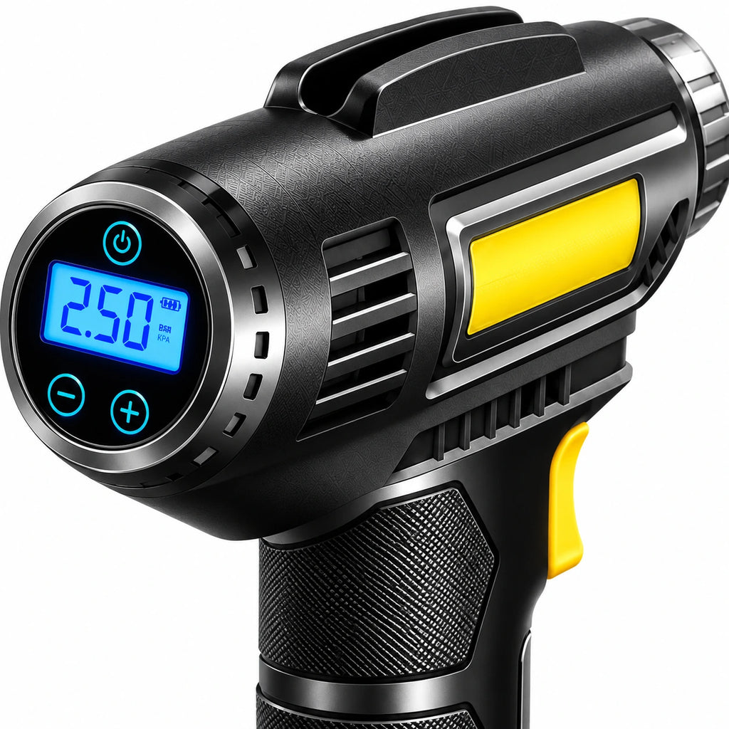 Cordless Handheld Digital Tire Inflator — custom solid-white detail view