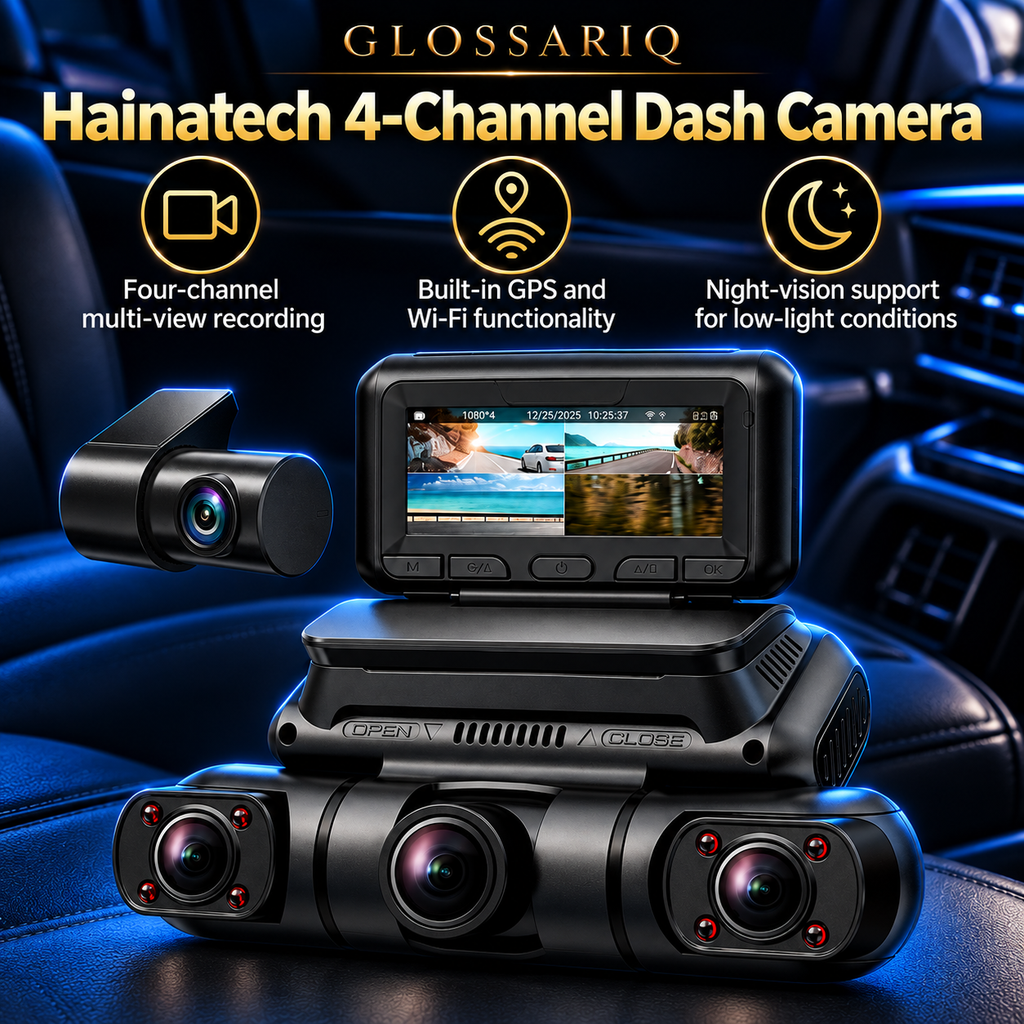 Hainatech 4-Channel Dash Camera — custom GLOSSARIQ feature overview