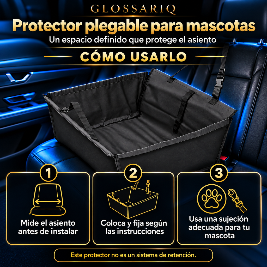 Black Foldable Pet Car Seat Mat — Cómo usarlo: instrucciones en español