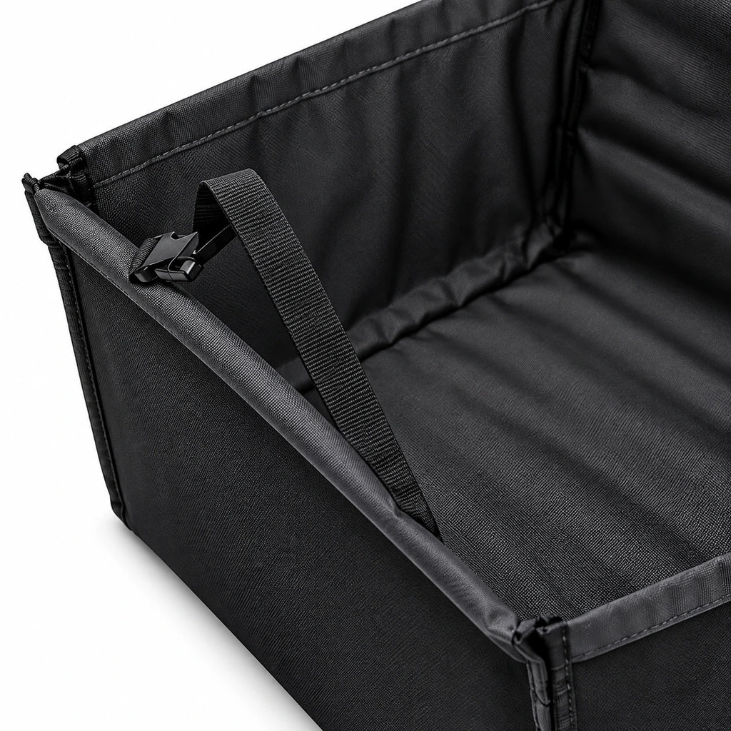 Black Foldable Pet Car Seat Mat — custom solid-white detail view