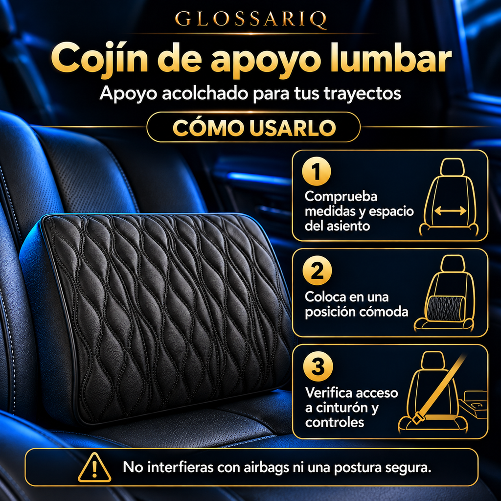 Black Memory Foam Lumbar Support Cushion — Cómo usarlo: instrucciones en español