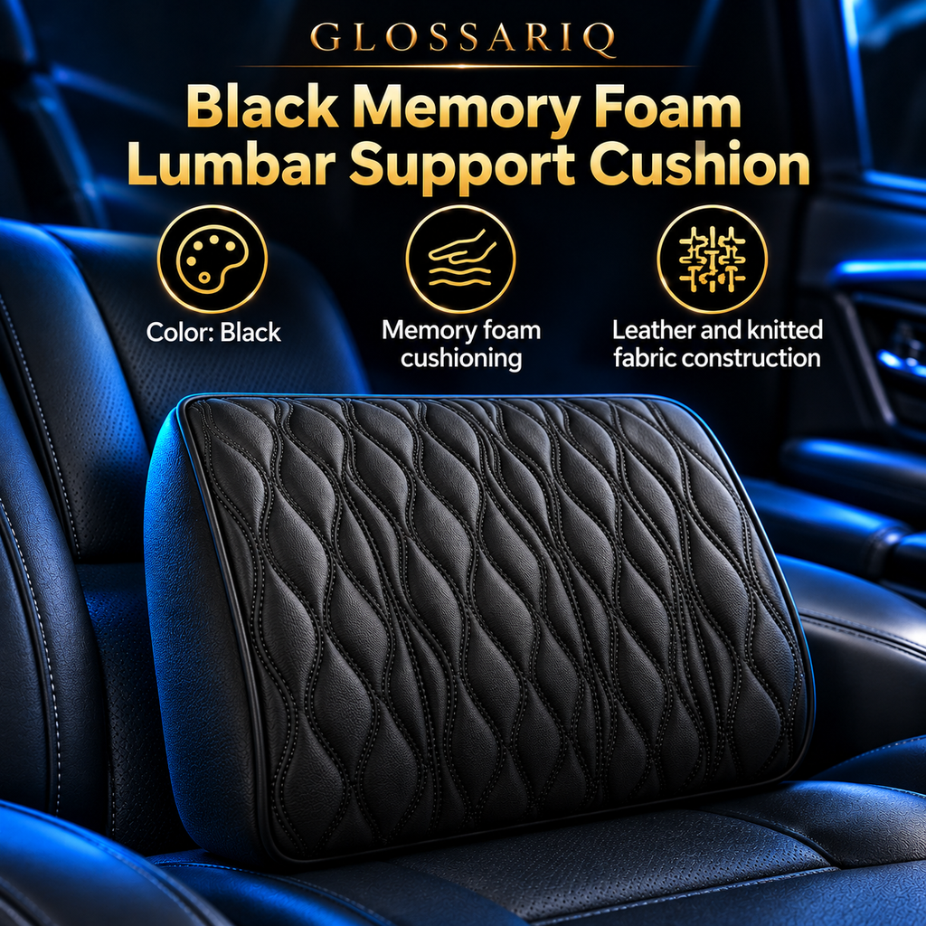Black Memory Foam Lumbar Support Cushion — custom GLOSSARIQ feature overview