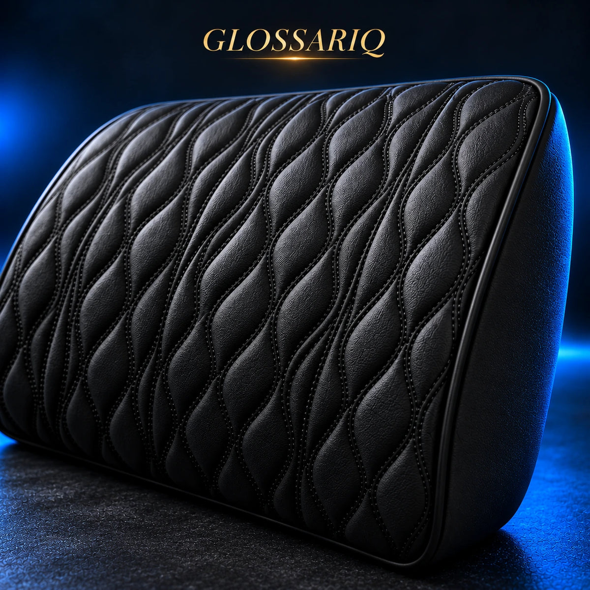 Black Memory Foam Lumbar Support Cushion — custom dark studio view