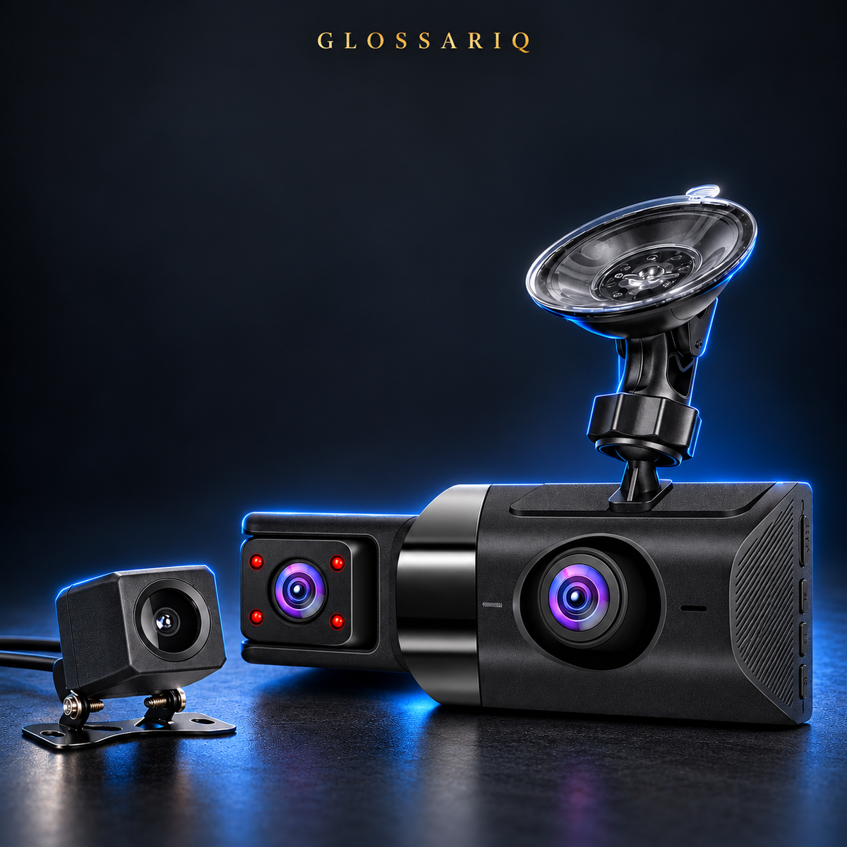 2K Three-Channel Dash Camera — custom studio mockup