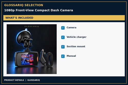 1080p Front-View Compact Dash Camera — what’s included — verified listing details