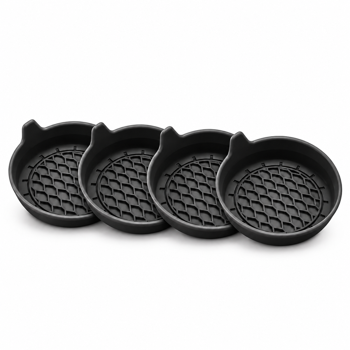 Black Silicone Car Cup Holder Coasters — 4-Pack — custom solid-white studio view