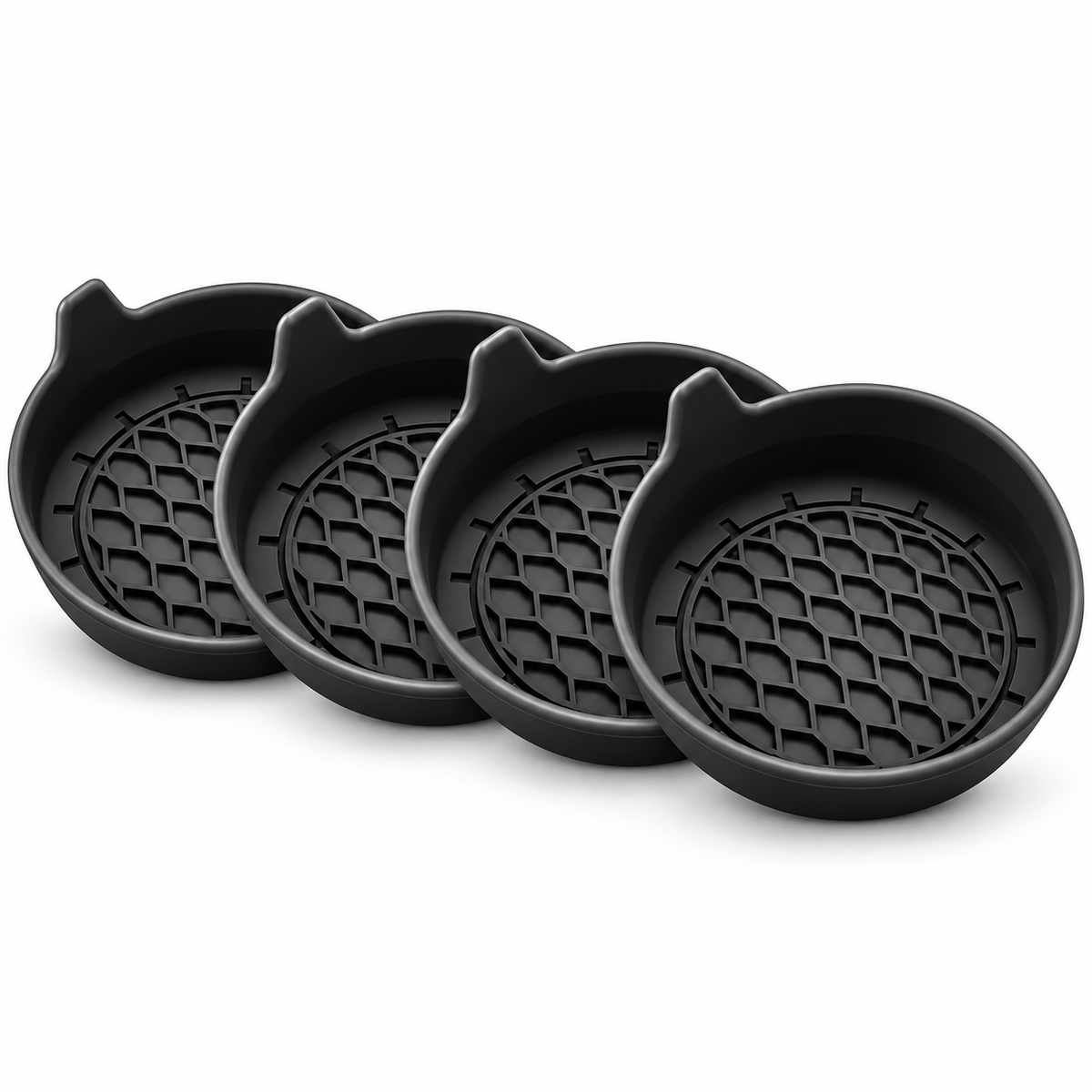 Black Silicone Car Cup Holder Coasters — 4-Pack — custom solid-white detail view