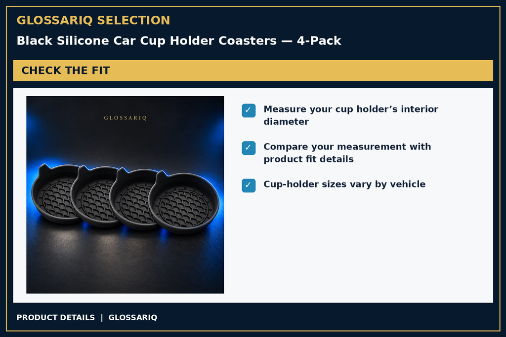 Black Silicone Car Cup Holder Coasters — 4-Pack — check the fit — verified listing details