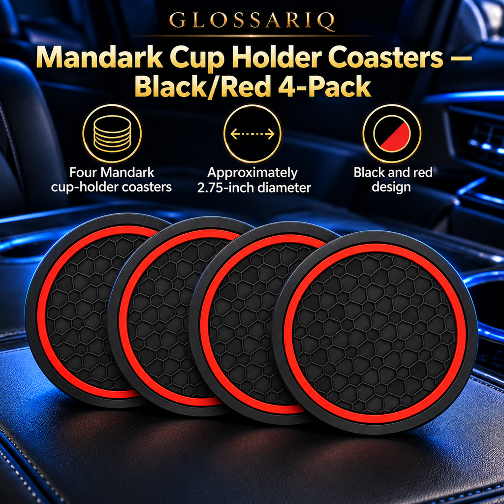 Mandark Cup Holder Coasters — Black/Red 4-Pack — custom GLOSSARIQ feature overview
