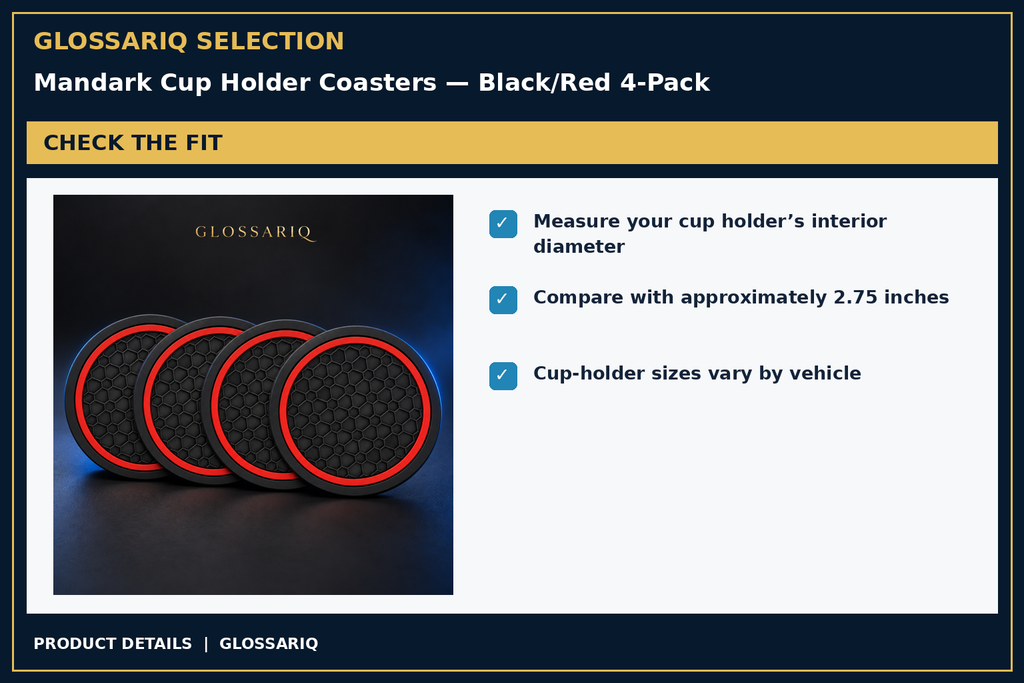 Mandark Cup Holder Coasters — Black/Red 4-Pack — check the fit — verified listing details