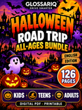 GLOSSARIQ Halloween Road Trip All-Ages Bundle, English edition, 126 printable pages — custom cover