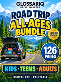GLOSSARIQ Road Trip All-Ages Bundle, English edition, 126 printable pages — custom cover