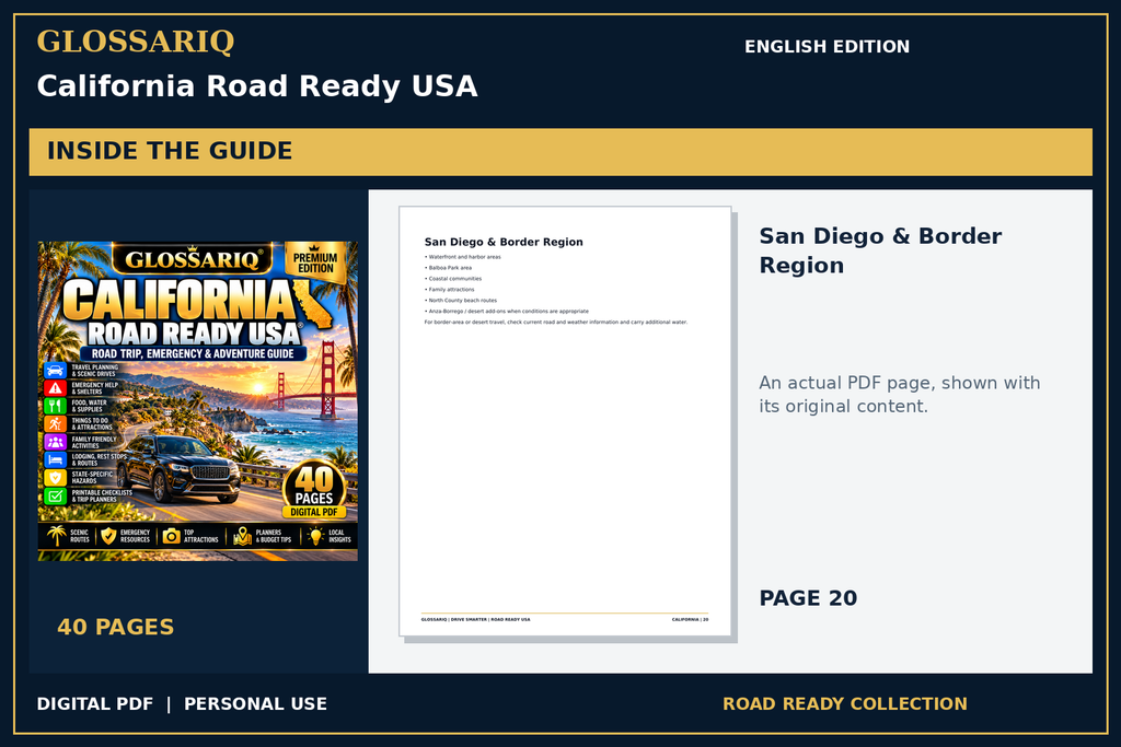 GLOSSARIQ California Road Ready USA — English edition — actual interior page