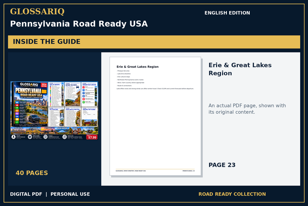 GLOSSARIQ Pennsylvania Road Ready USA — English edition — actual interior page