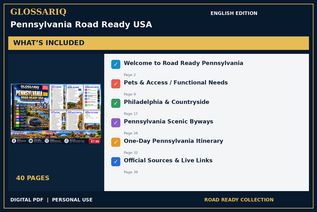 GLOSSARIQ Pennsylvania Road Ready USA — English edition — included content