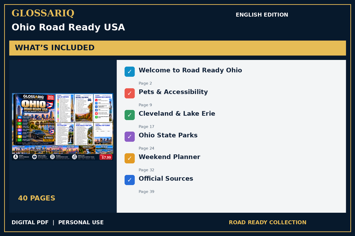 GLOSSARIQ Ohio Road Ready USA — English edition — included content