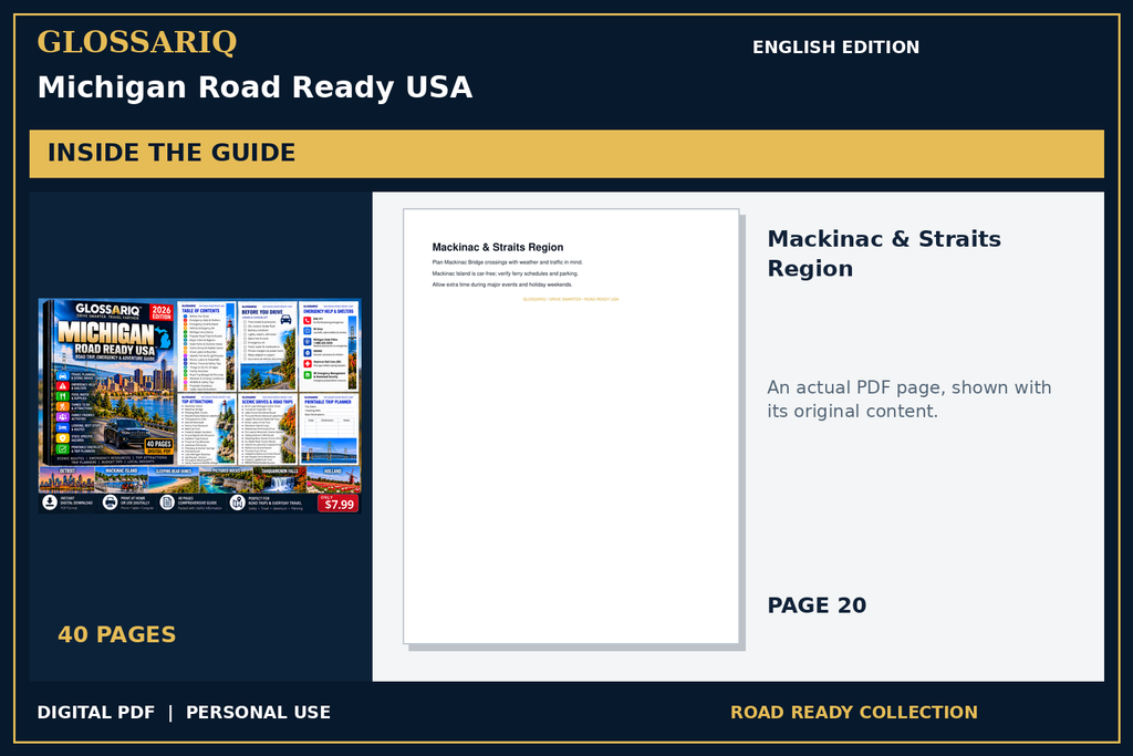 GLOSSARIQ Michigan Road Ready USA — English edition — actual interior page