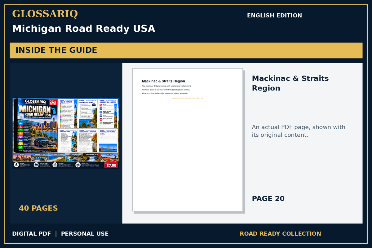 GLOSSARIQ Michigan Road Ready USA — English edition — actual interior page