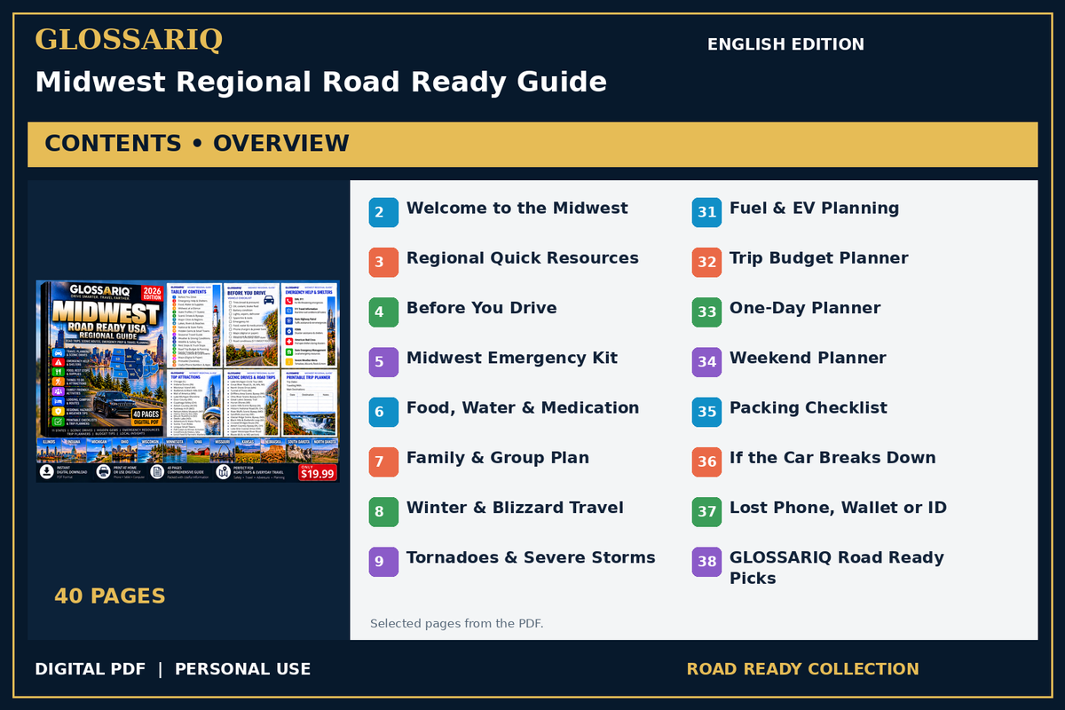 GLOSSARIQ Midwest Regional Road Ready Guide — English edition — PDF contents overview