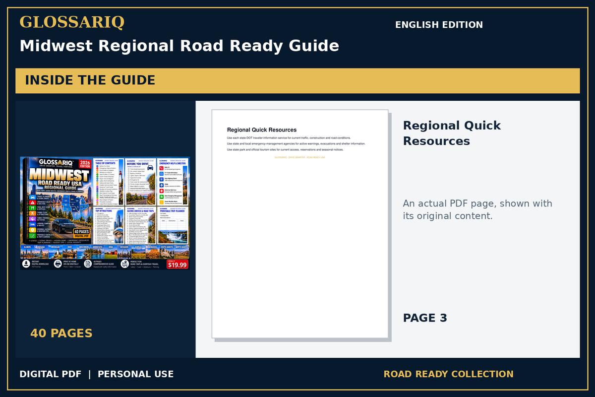 GLOSSARIQ Midwest Regional Road Ready Guide — English edition — actual interior page