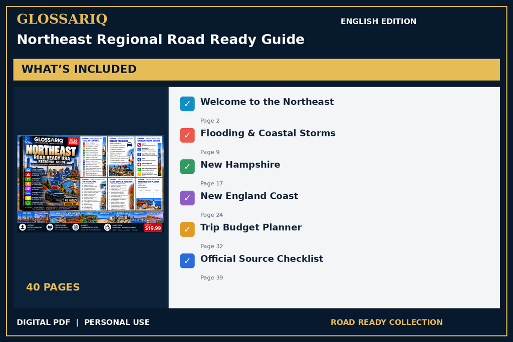 GLOSSARIQ Northeast Regional Road Ready Guide — English edition — included content
