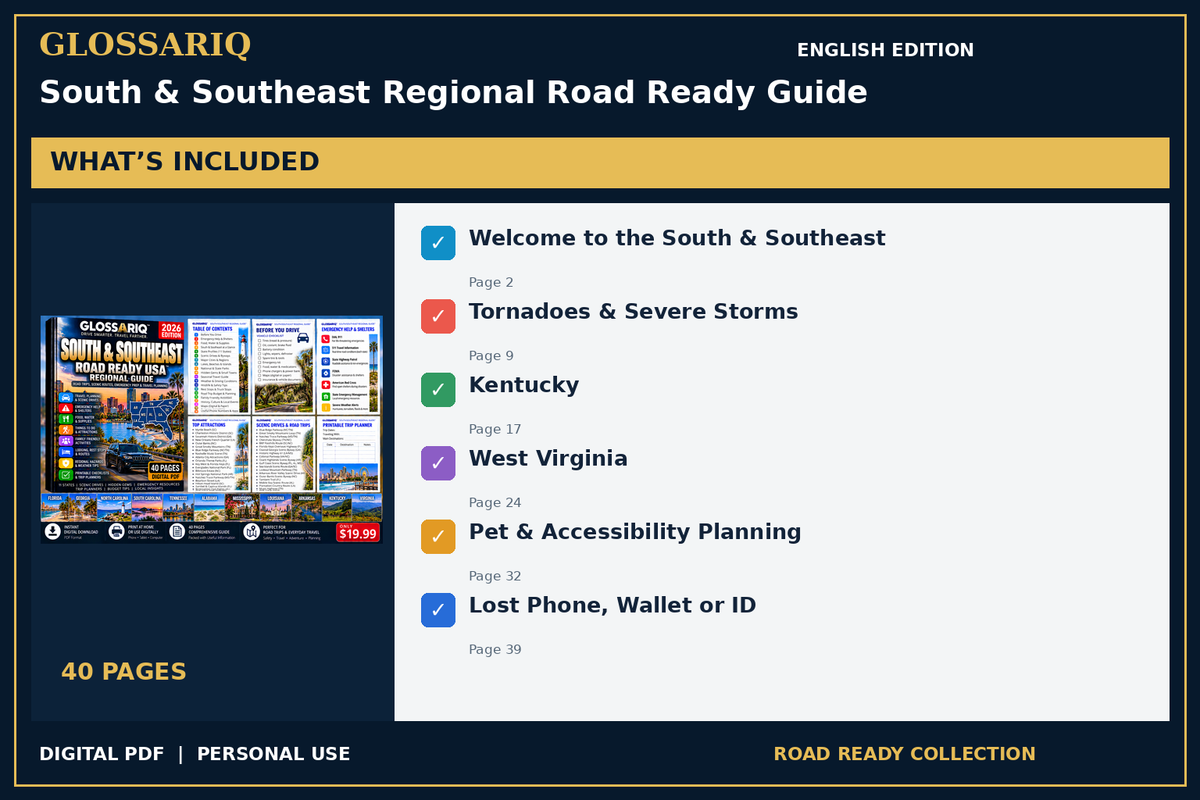 GLOSSARIQ South & Southeast Regional Road Ready Guide — English edition — included content