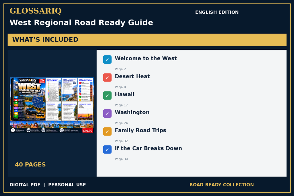 GLOSSARIQ West Regional Road Ready Guide — English edition — included content