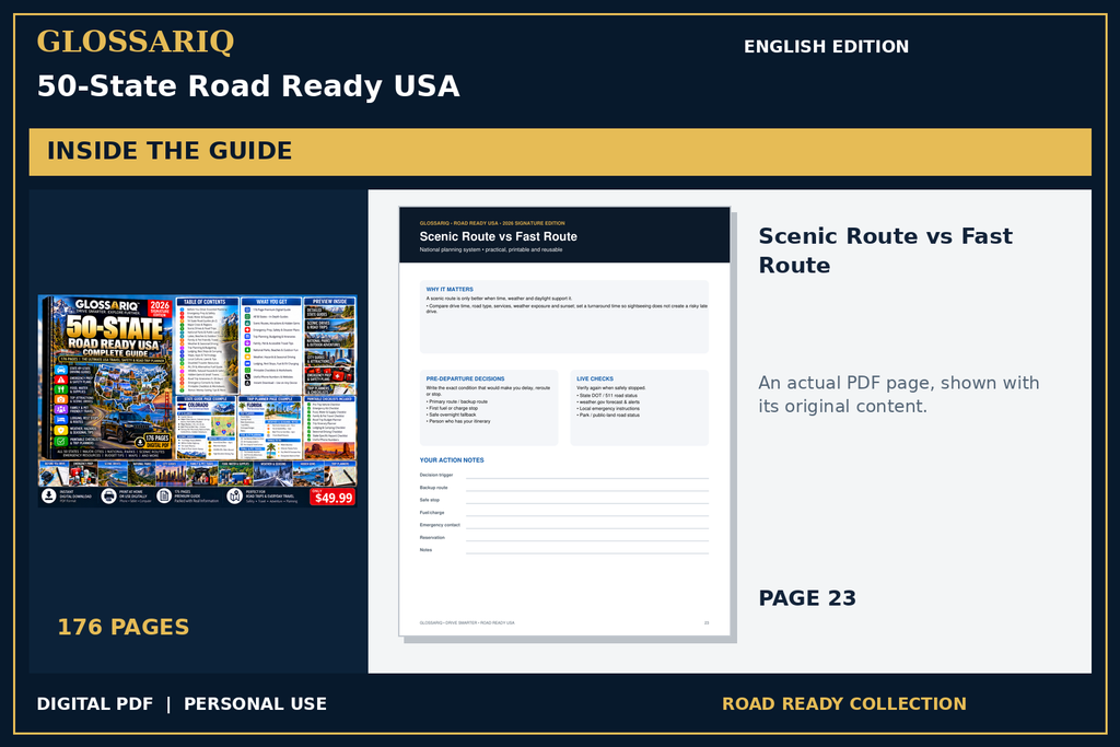 GLOSSARIQ 50-State Road Ready USA — English edition — actual interior page