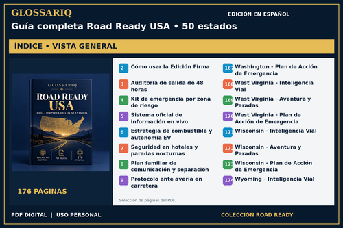 GLOSSARIQ Guía completa Road Ready USA • 50 estados — edición en español — índice del PDF