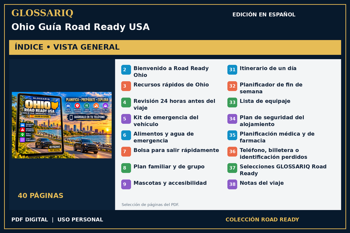 GLOSSARIQ Ohio Guía Road Ready USA — edición en español — índice del PDF