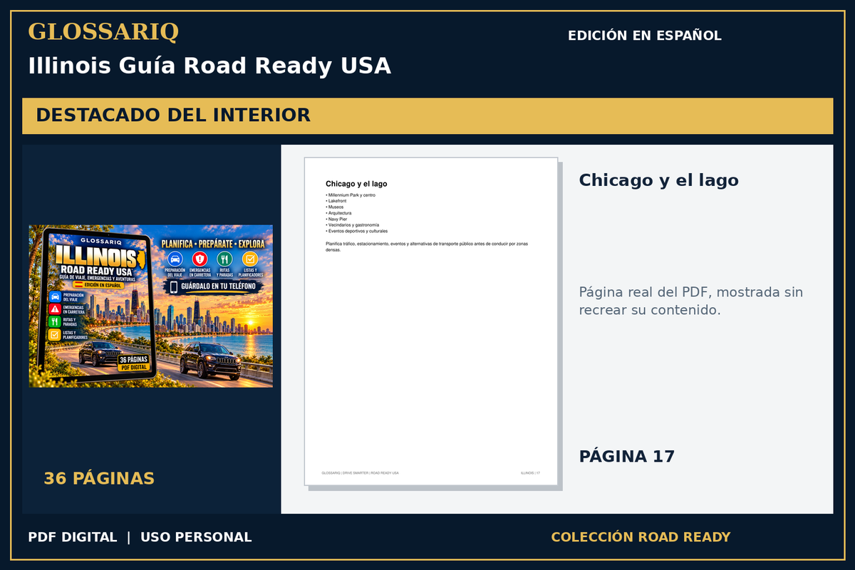 GLOSSARIQ Illinois Guía Road Ready USA — edición en español — página real del interior