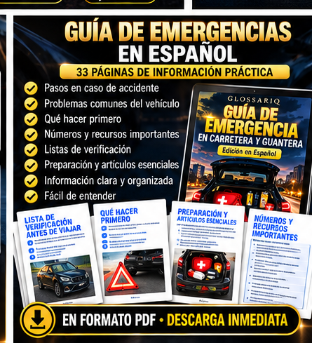 Guía de Emergencias en Carretera GLOSSARIQ en español — 33 páginas