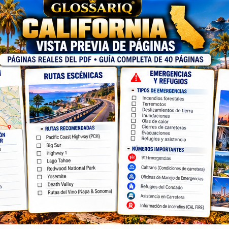 GLOSSARIQ California Road Ready USA — edición en español — vista previa de páginas