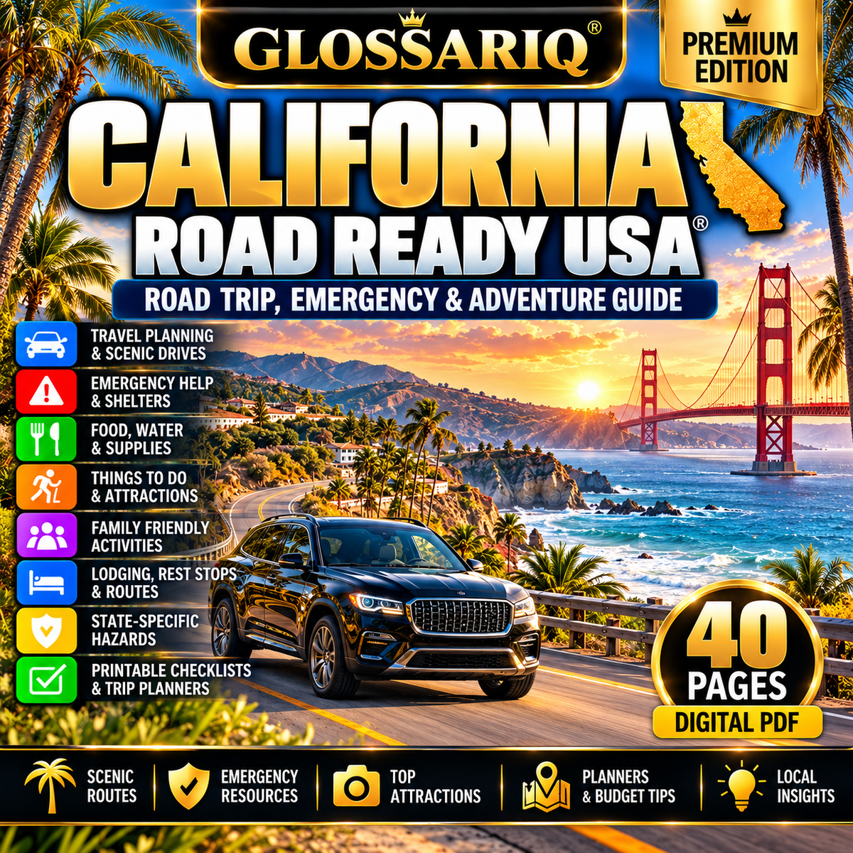 GLOSSARIQ California Road Ready USA — English edition — 40-page digital guide cover